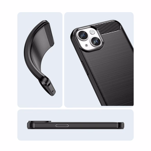 Carbon Case iPhone 14 kotelo joustava geeli takakuori sininen