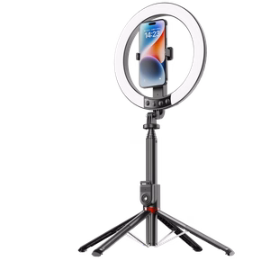 Blavec Selfie Ring Lamp Aluminium Aura LED RGB P-50 25 cm kolmijalka + kauko-ohjain + 2,3 m musta (vaurioitunut pakkaus)