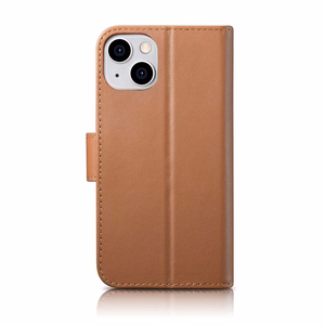 iCarer Lompakko Kotelo 2in1 Cover iPhone 14 Plus Anti-RFID Nahka Flip Case Ruskea (WMI14220727-BN)