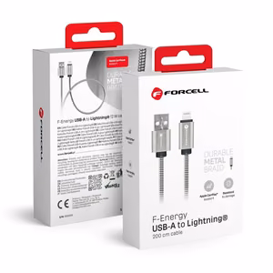 USB A to Lightning cable Forcell F-Energy 2.4A 12W Metal 2 m C236 silver