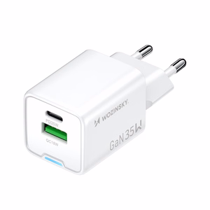 Wozinsky WWC-35W GaN USB-A + USB-C verkkolaturi - valkoinen