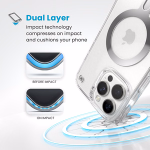 Speck Presidio Perfect-Clear -suojakuori MagSafe- ja ClickLock-tuella iPhone 16 Pro Max:lle, Clear/Chrome