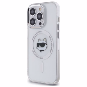 Karl Lagerfeld IML Metal Choupette Head MagSafe iPhone 13 Suojakuori - valkoinen