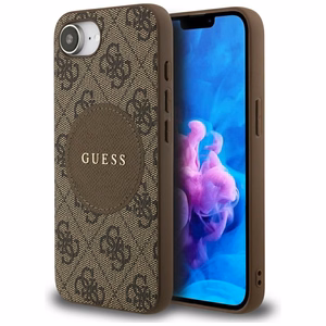 Guess 4G Circle Classic Logo MagSafe case for iPhone 16e - brown