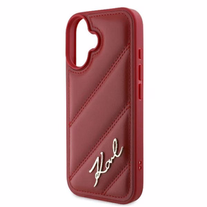 Karl Lagerfeld Suojakuori iPhone 16 6.1 KLHCP16SPQDSMGR Punainen Kova Diagonal Quilted Script