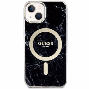 Guess GUHMP14MPCUMAK iPhone 14 Plus 6.7 musta/musta suojakuori Marble MagSafe