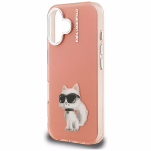 Karl Lagerfeld IML Aquarelle Choupette & Logo iPhone 16 Case - Pink