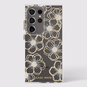 Case-Mate Floral Gems suojakuori Samsung Galaxy S24 Ultra -laitteelle, kullanvärinen