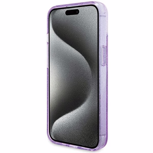 Guess Ring Stand Script Glitter MagSafe Suojakuori iPhone 15 Plus / 14 Pluslle - violetti