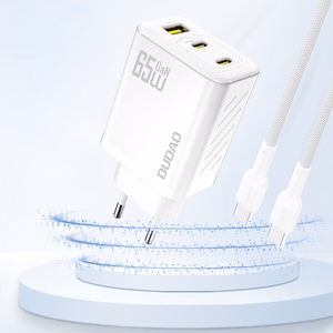 Dudao A29 65 W GaN seinälaturi 2 x USB-C + 1 x USB-A - valkoinen