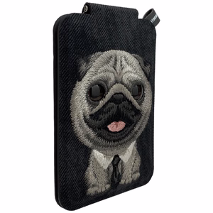 Nimmy New Big-Eye Cute Pets 2.0 Dog MagSafe-magneettikorttikotelo puhelimelle jalustalla – musta