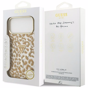 Guess Leopard Glitter MagSafe -kuori iPhone 17 Pro Max - ruskea