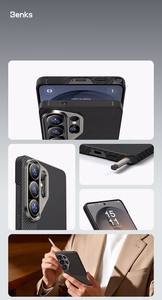 Benks Montage Magnetic Armor Air Kevlar Metal Frame 600D+1500D Suojakuori Samsung Galaxy S26 Ultra musta