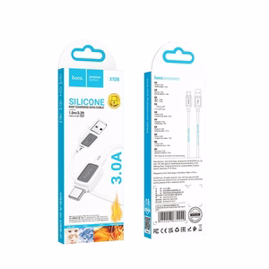 Hoco USB-A - USB-C -kaapeli 3A 1 m X108 valkoinen