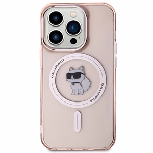 Karl Lagerfeld IML Choupette MagSafe Suojakuori iPhone 15 Pro:lle - vaaleanpunainen