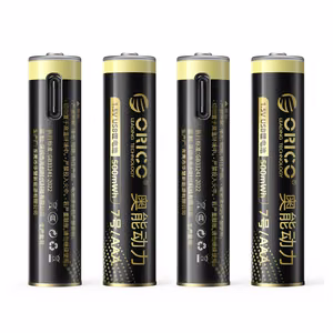 Orico Ener-G EG7C AAA-litiumakut 1.5V 500mWh USB-C-ladattavat latauskaapelilla 4 kpl