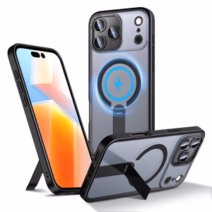 Hybrid Armor X Suojakuori iPhone 17 Pro:lle MagSafe-yhteensopivalla jalustalla - musta
