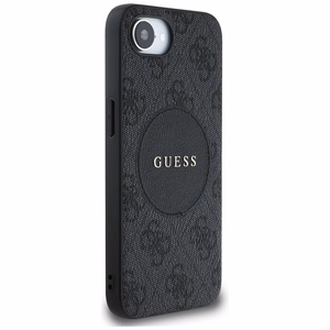 Guess HC MagSafe PU 4G Circle with Classic Logo Suojakuori iPhone 16e:lle - Musta