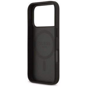 Guess Grained Flowers Classic Logo MagSafe -suojakuori iPhone 17 Pro - musta