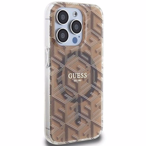 Guess IML GCube MagSafe Suojakuori iPhone 15 Pro:lle - ruskea
