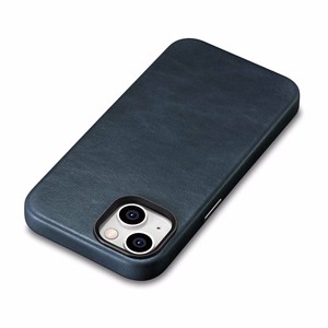 iCarer Öljyvaha Premium Nahkakotelo iPhone 14 Plus Magneettinen nahkakotelo MagSafe tumman sininen (WMI14220703-BU)