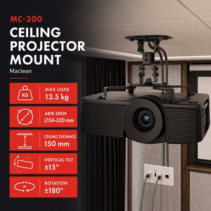 Maclean MC-200 B projektorin kattoteline, 54–320 mm, enintään 13,5 kg, 360° kääntyvä