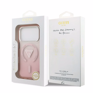 GUESS magneettinen suojakuori iPhone 17 Pro MagSafe-yhteensopiva GUHMP17LHGTMLCGP (IML Gradient kolmiologolla) pinkki
