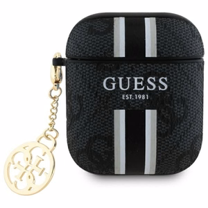 Guess GUA2P4RPSK AirPods 1/2 kotelo musta/musta 4G Printed Stripes Charm