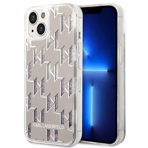 Karl Lagerfeld KLHCP14MLMNMS iPhone 14 Plus 6.7 "kovakotelo hopea / hopea Nestemäinen Glitter Monogrammi