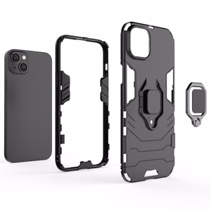 Ring Armor tapauksessa iPhone 14 panssaroitu kansi magneettinen haltija rengas musta