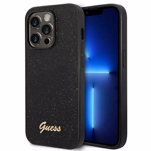 Guess Glitter Script kotelo iPhone 14 Pro:lle - Musta