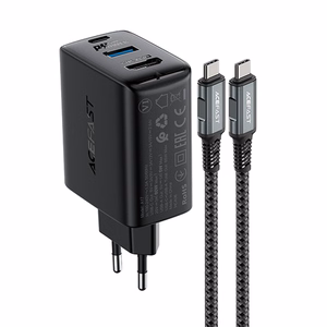 Acefast 2in1 laturi GaN 65W USB Type C / USB, HDMI 4K 60Hz sovitin (setti kaapelilla) musta (A17 black)