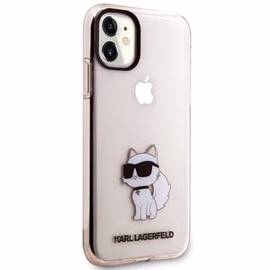 Karl Lagerfeld KLHCN61HNCHTCP vaaleanpunainen kova suojakuori iPhone 11 / Xr 6.1 Ikonik Choupette