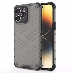 Honeycomb tapauksessa iPhone 14 Pro Max panssaroitu hybridi suojus musta