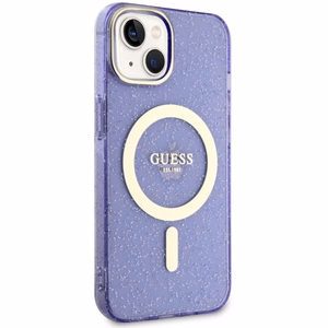 Guess GUHMP14MHCMCGU iPhone 14 Plus 6.7 violetti/violetti suojakuori Glitter Gold MagSafe