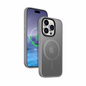 Crong Hybrid Frost MAG Cover suojakuori iPhone 15 Pro -laitteelle, MagSafe-yhteensopiva, harmaa