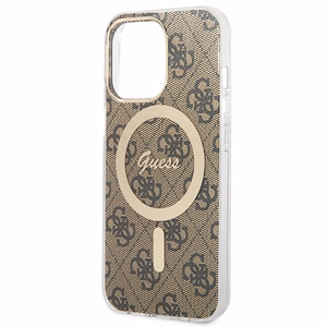 Set Guess GUBPP13LH4EACSW suojakuori + laturi iPhone 13 Pro ruskea/ruskea kova suojakuori 4G Print MagSafe