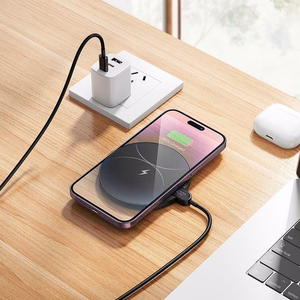 Wireless charger Hoco 15W with cable USB C and digital display CW62 black