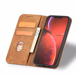 Magneetti Fancy Case Kotelo iPhone 13 Pro Max pussi kortti lompakko kortin haltija Brown