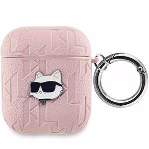 Karl Lagerfeld Monogram Choupette Head Suojakuori AirPods 1 / 2 -kuulokkeille - vaaleanpunainen