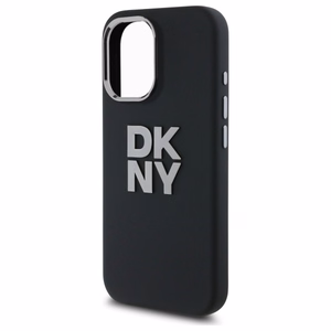 DKNY Liquid Silicone Metal Logo Suojakuori iPhone 16:lle - musta