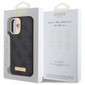 Guess 4G Logo Plate MagSafe iPhone 16 Suojakuori - Musta