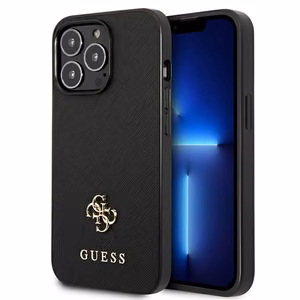 Guess Saffiano 4G Small Metal Logo suojakuori iPhone 13 Pro / 13 6.1":lle - musta