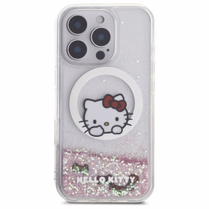Hello Kitty Liquid Glitter Sweet Kitty Bows MagSafe Suojakuori iPhone 16 Pro:lle - valkoinen