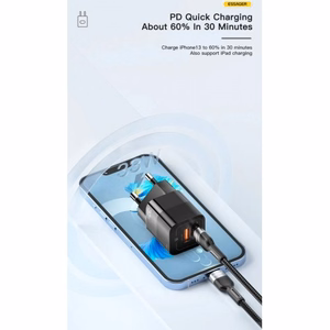 Charger Essager "GaN Square" Black 33W (PD / QC3.0)