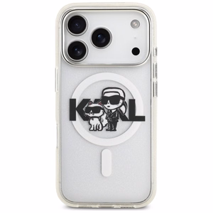 Karl Lagerfeld IML Glitter Karl & Choupette Sketch Logo MagSafe suojakuori iPhone 17 Pro - kirkas