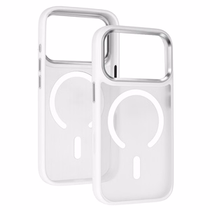 Liavec Cloudy suojakuori metallisella kamerakehyksellä Iphone 17 Pro -puhelimelle valkoinen (kameran ohjauspainike)