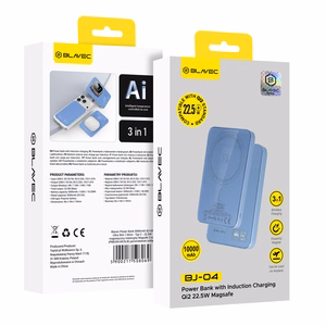Blavec BJ-04 10000 mAh ohut magneettinen MagSafe-varavirtalähde, 13,5 mm, USB-C, 22,5 W, 3-in-1 (PBBJ04-MC5LB) (väri: vaaleansininen; lasipinta)