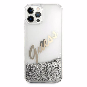 Guess GUHCP12LGLVSSI iPhone 12 Pro Max 6.7" hopea/hopea kovakotelo Glitter Vintage Script