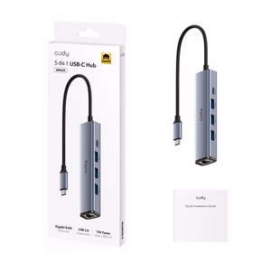 Cudy UH605 laptop dock/port replicator Wired USB 3.2 Gen 1 (3.1 Gen 1) Type-C Grey, Silver